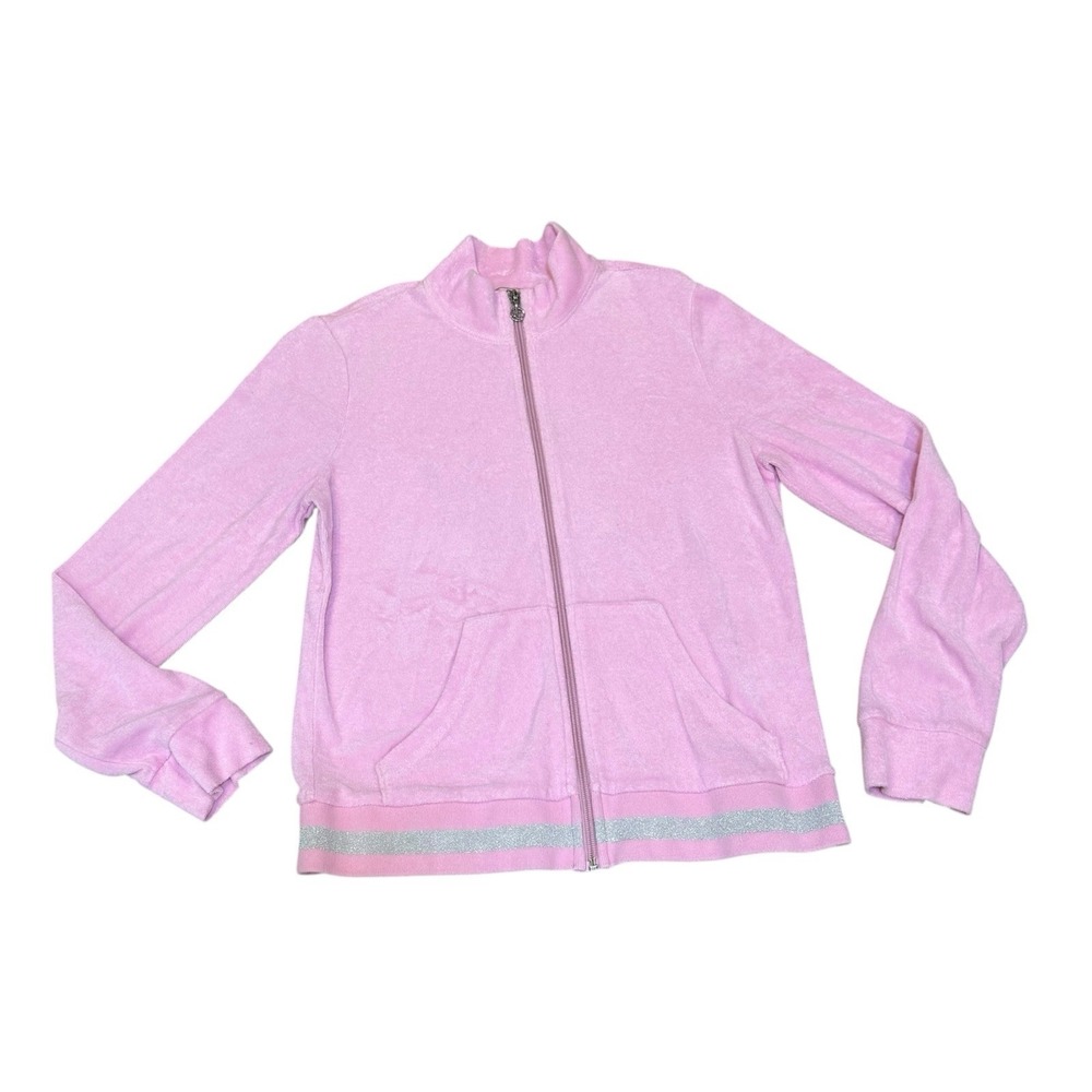 Juicy Couture Velour Full Zip Track Jacket Sz L‎ Mcbling Brat Y2K Ballet Pink